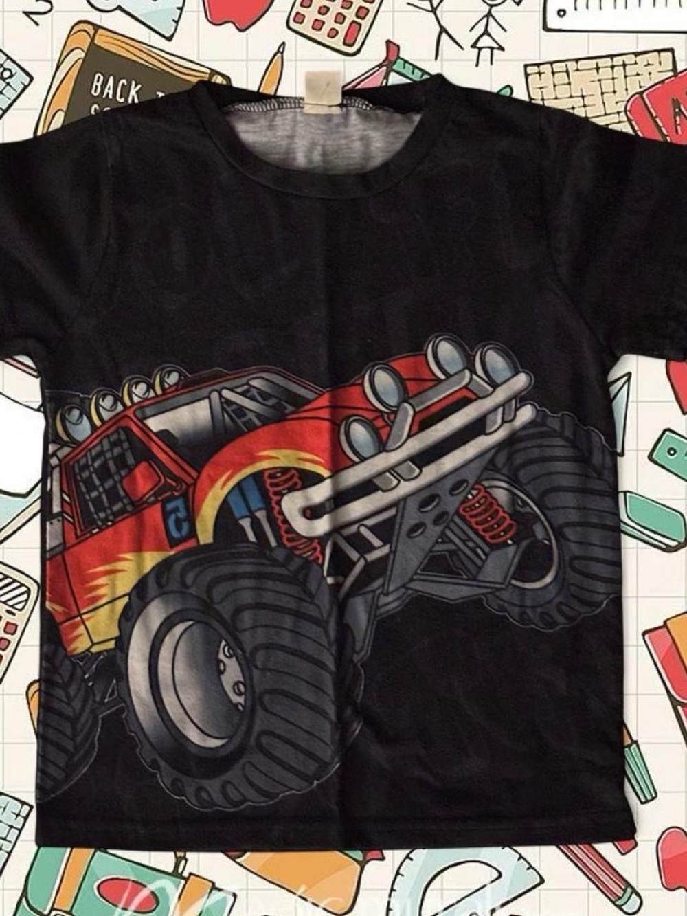 Black Monster Truck Graphic Tee for Kids size 5T